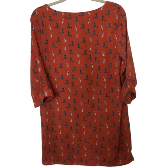 Orange Cat Print Dress Size Medium - Picture 2 of 6